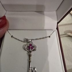 Sterling Silver Key Shaped Necklace 