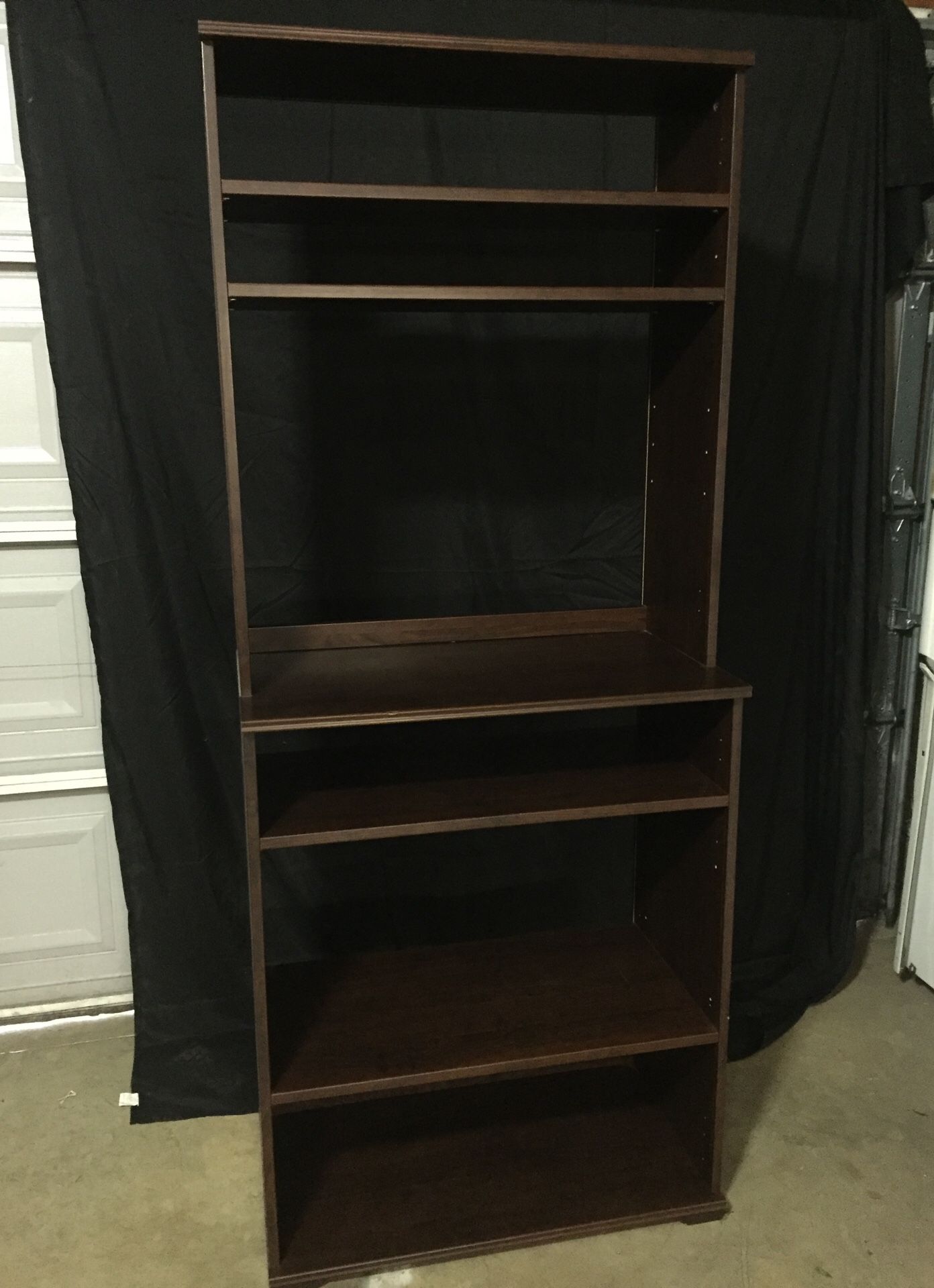 Shelving unit / TV stand. 72 height 30 wide and 16 deep. 4 removable / adjustable shelves.