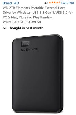 WD 2TB Elements Portable External Hard Drive