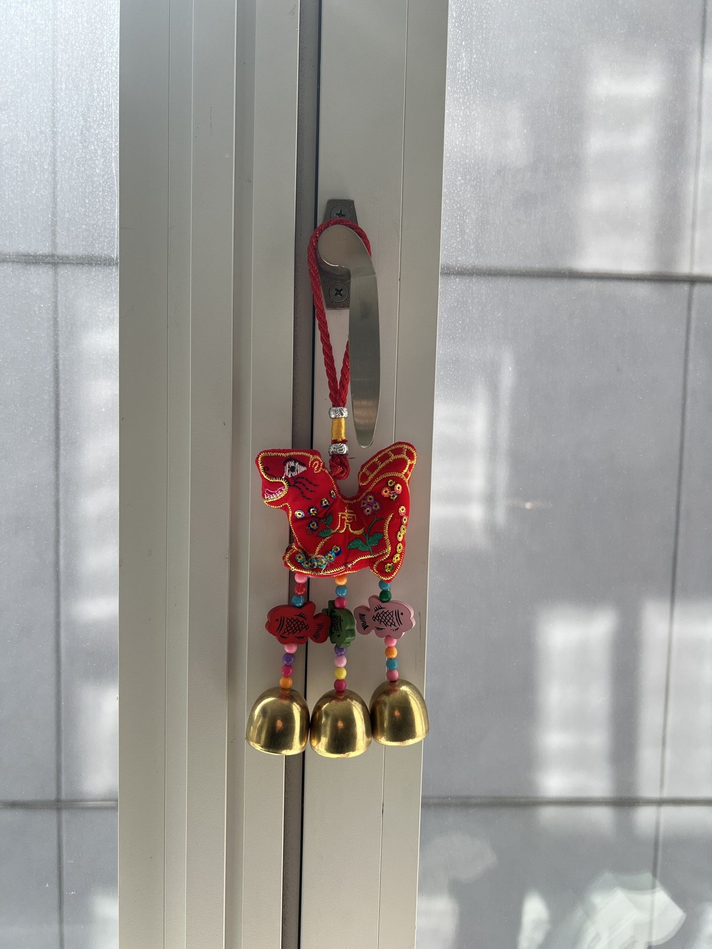 Traditional Tibetan Embroidered Red tiger Wind chimes home decor