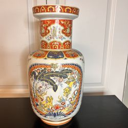 Vintage Italian Ardalt Chineserie Hand Painted Large Vase