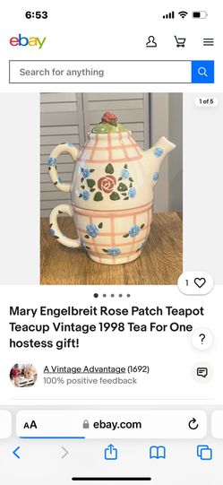 Mary Engelbreit Rose Patch Teapot And Teacup 