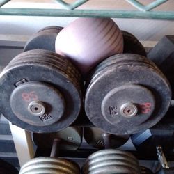 Pair Of 85-pound Pro-style Dumbles 170lbs Total Weights Excellent Condition