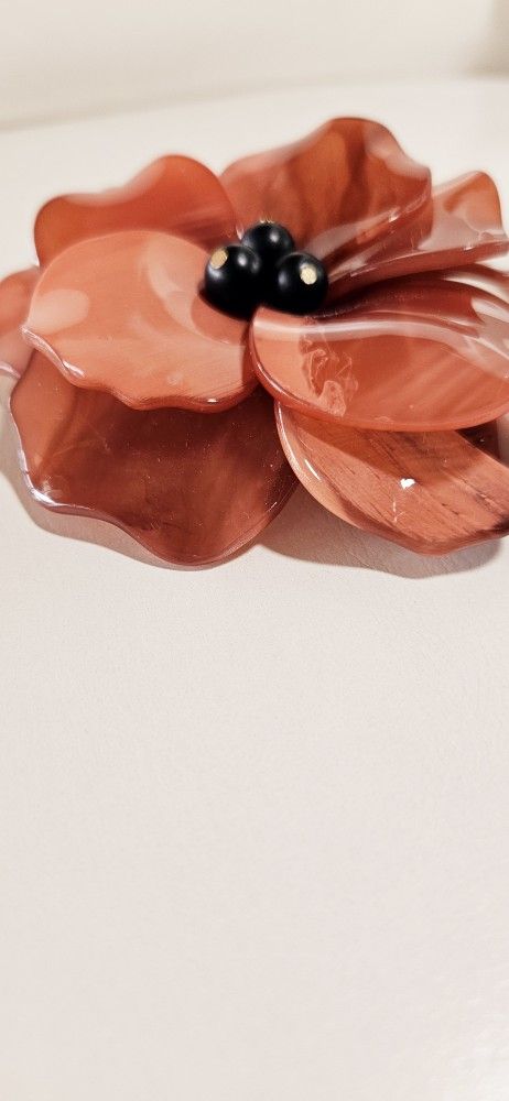 Sonata Coral Resin Flower Brooch