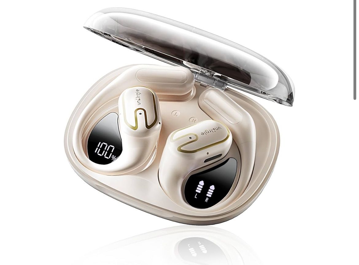 Brand: vnilrgle Open Ear Headphones Earbuds wireless - 5.4 Bluetooth Ear Buds with LED Digital Display IPX7 Waterproof, Wireless Headphones Touch Cont