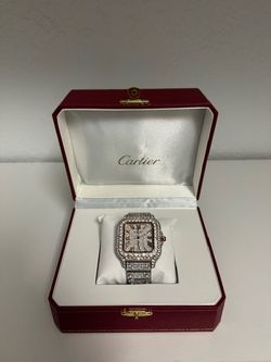 Iced out rose gold santos