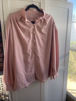 Women's peach Long Sleeve Blouse, Button Down, Size 3XL