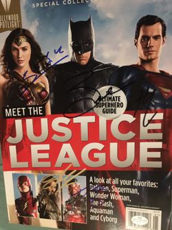 The JUSTICE LEAGUE Autographed S.C.E. Magazine with COA
