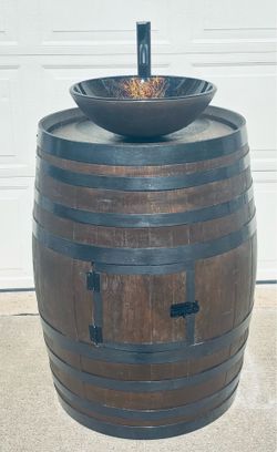 Wine barrel, fishbowl sink, vanity