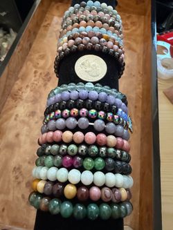 Lot of Beaded Stretch Bracelets Mixed Stones 4mm