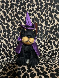Dan Dee Collector’s Choice Halloween Witch Dog Plush Black Doberman Purple Costume Stuffed Animal