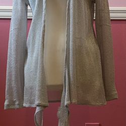 Chicos Silver Mesh Sweater Size 0