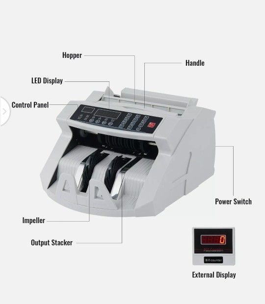 Money Bill Counter Machine Cash Counting Counterfeit Detector UV MG Bank Checker