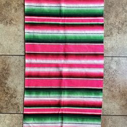 SARAPE 55” x 24” Pink Green White Mexican Blanket