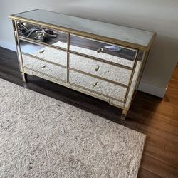 Gold Mirrored Dresser – Glam Style (60” Wide)