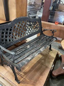 Cast Iron and Wood Outdoor Garden Bench