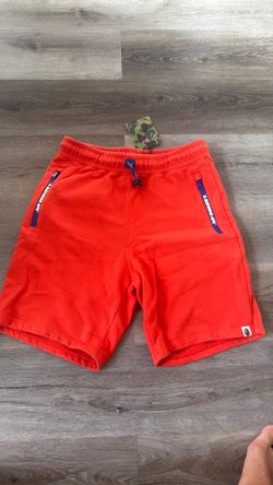 BAPE (A BATHING APE) Sweat Shorts / Size: Small / Orange / 100% Authentic