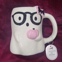 Ghost With Glasses Mug Ceramic 18oz NWT