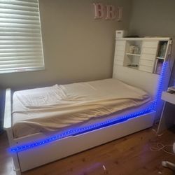 Full Trundle Bed White Frame Complete 