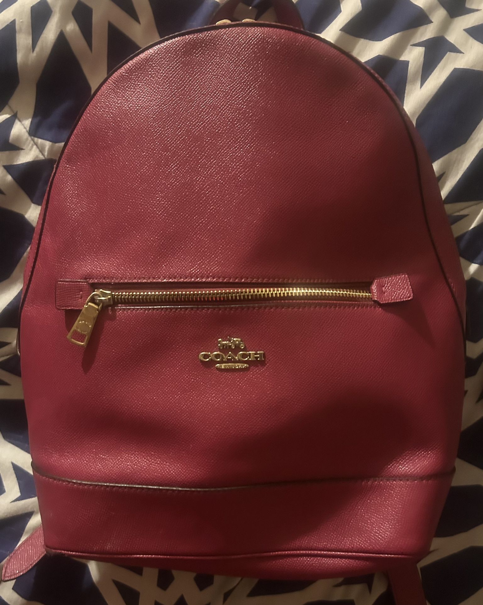 COACH Kenley cross grain leather bright violet backpack