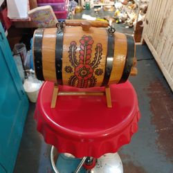 Vintage Wood Iron Banded Brandy Whiskey Keg 