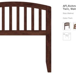 AFI,Richmond Twin Size Headboard with Attached Charger in Espresso color 