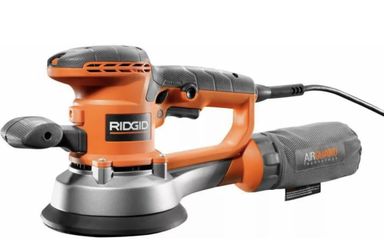 RIDGID Orbital Sander 6 in. Variable-Speed 4 Amp Removable Handle Cloth Dust Bag