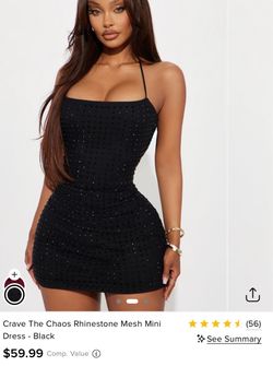 Black Rhinestone Mesh Mini Dress NWT Sz Medium