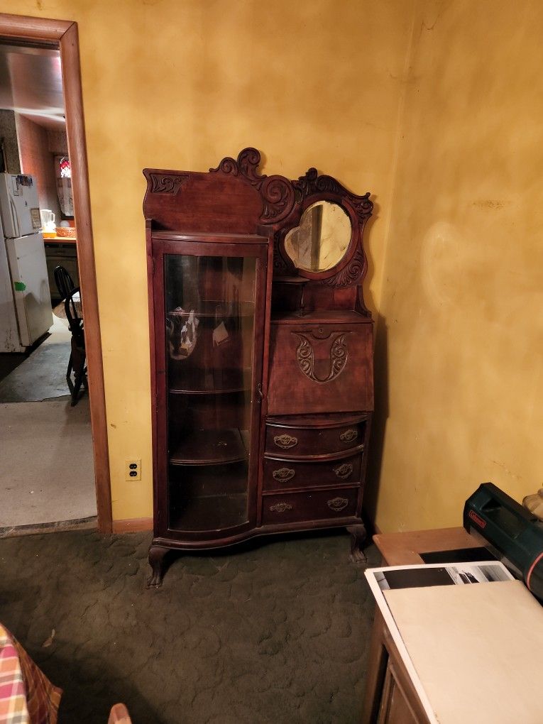 100 year old Curio cabinet and secretary desk