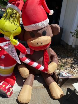 Christmas Xmas sock monkey inflatable