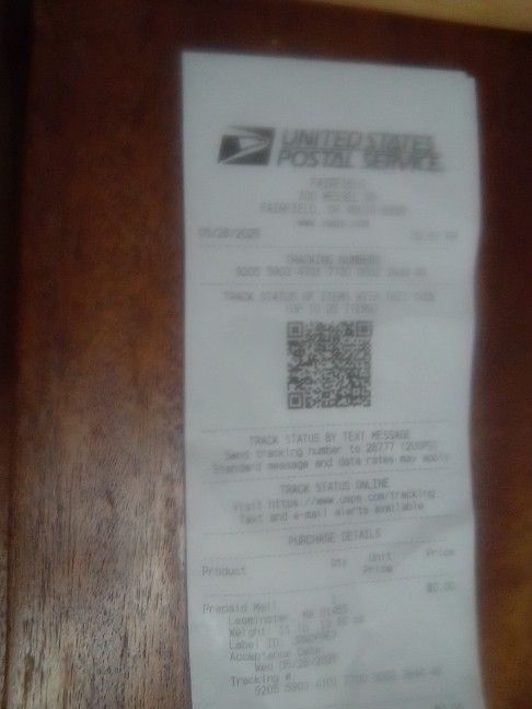 Receipt From Post office