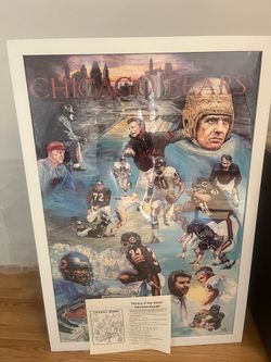 Vintage Chicago Bears History Of The Game Art Poster In A Frame By Timothy Adam’s  24x36