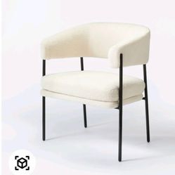 💥P324#8 $160 Rosemead Metal Frame and Rounded Back Faux Sherling Accent Chair Cream (KD) - Threshold™ designed with Studio McGee