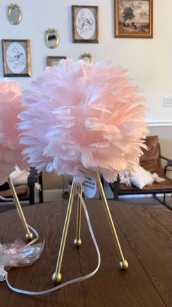 Pink Feather Table Lamp Gold Base