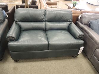 Leather Loveseat - Teal | Small Sofa | Two-Seat Couch