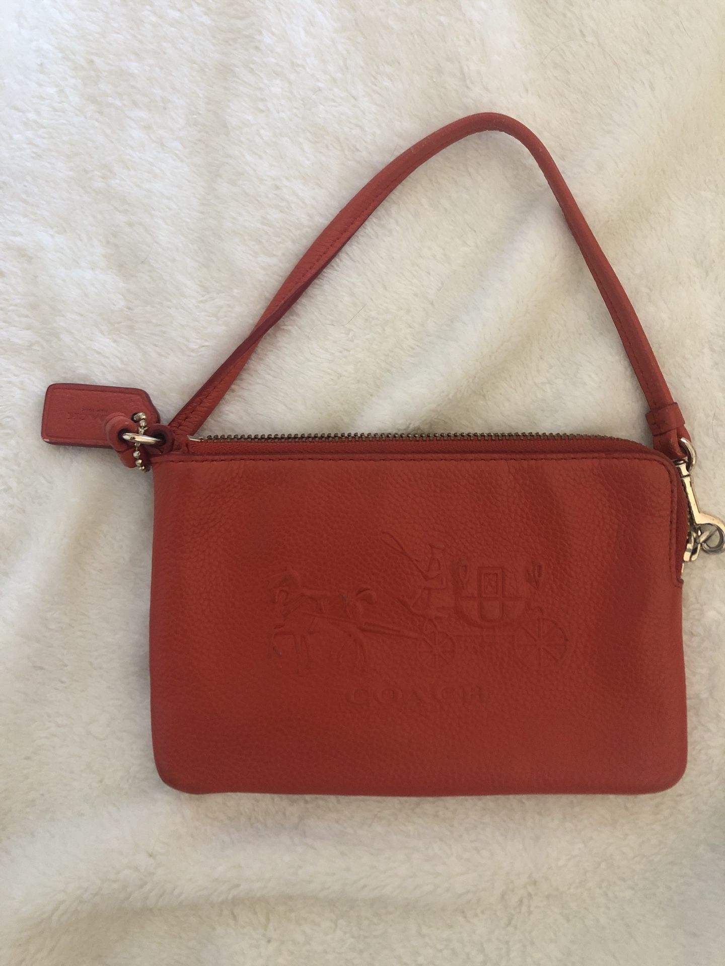 Rare & Authentic Coach Red Leather Wristlet Mini-Purse