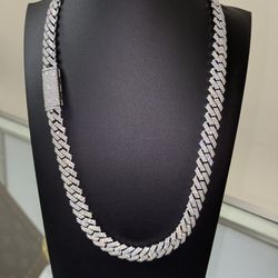 💎Real solid 925 silver 18k rose gold vvs lab made moissanite diamond Cuban Link Chain 💎