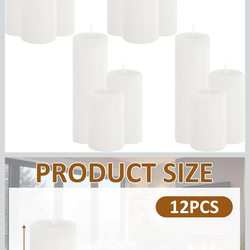 33 White Pillar Candles BulUnscented Dripless Pillar Candles for Weddings, Home Decor & Centerpieces - Clean Burning Smokeless Decorative