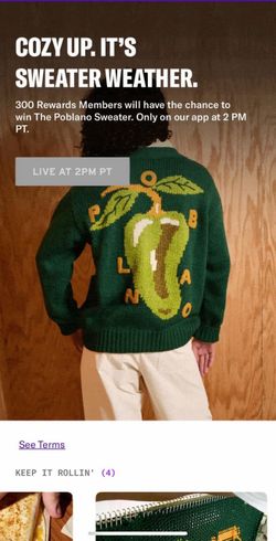 Taco Bell Limited 1/300 Poblano Pepper Cardigan Sweater Large Tuesday Drops