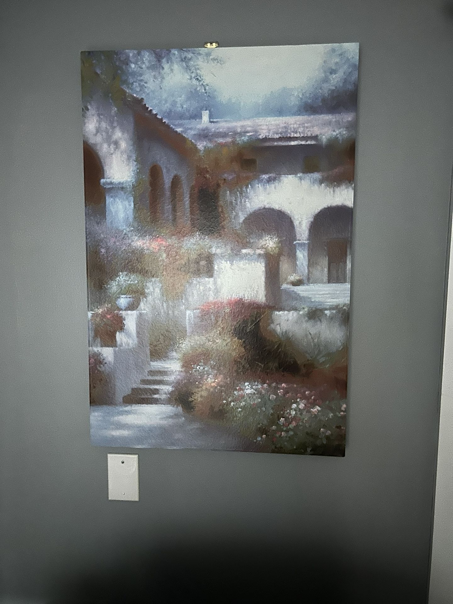 Large Oil Painting Italian Stucco Home $100