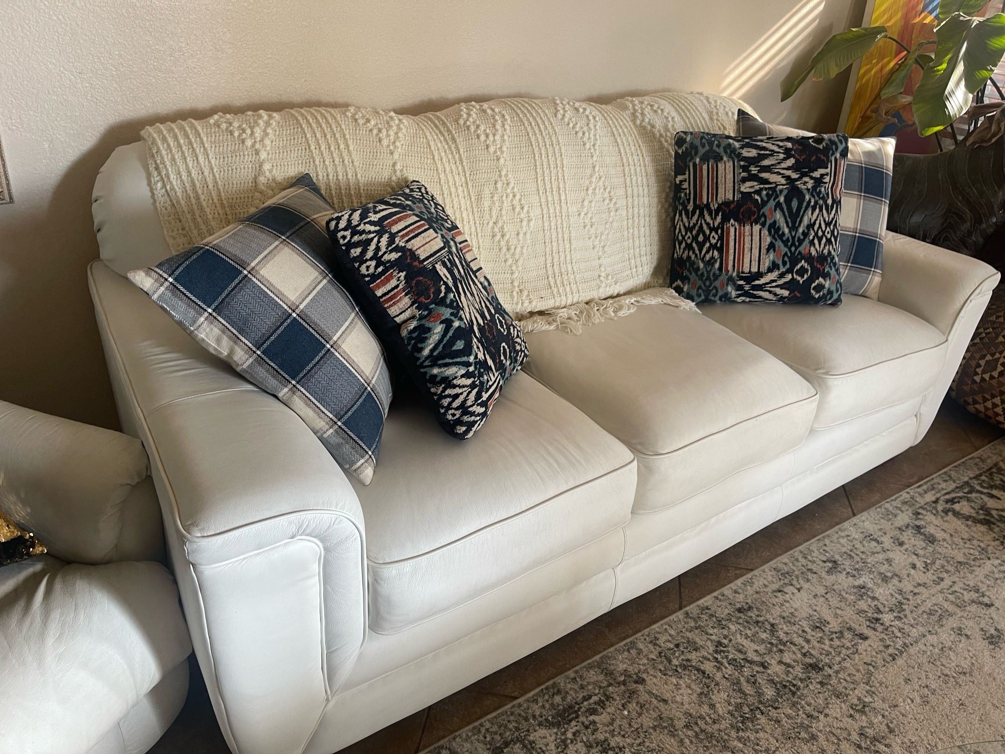 white sleeper sofa couch leather
