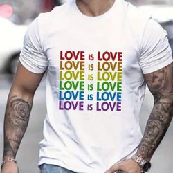 LGBTQ "LOVE IS LOVE" Men's T-Shirt XL (42)