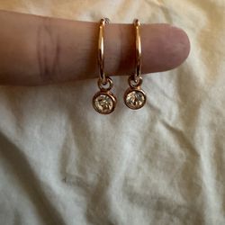 Rose Gold With Diamond Hoop Earrings