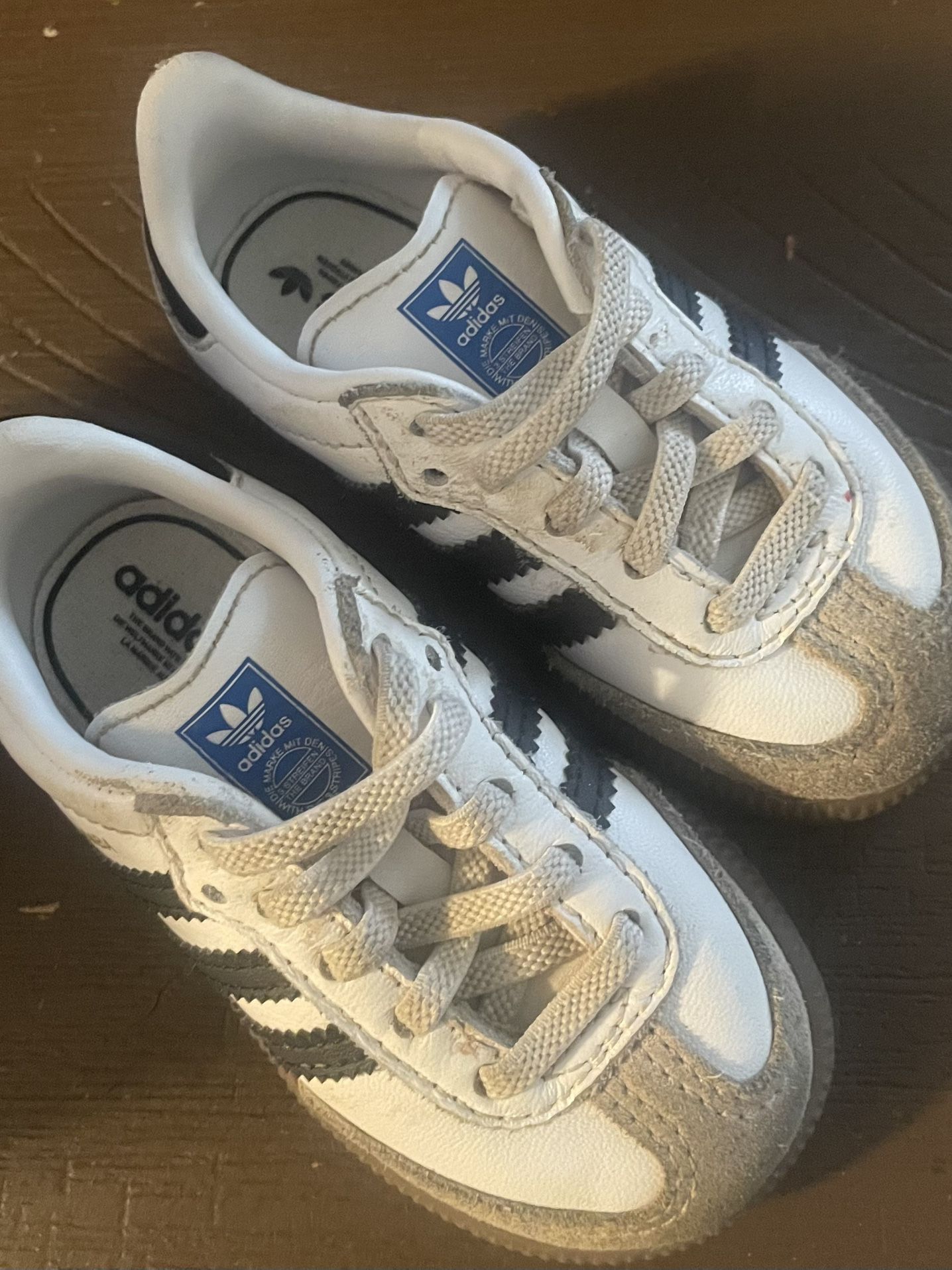 Kids White and grey Adidas Samba trainers