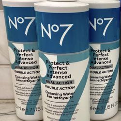 N°7 Protect & Perfect Intense Advanced Dual Action Cleansing Water, 6.7 fl oz.  New