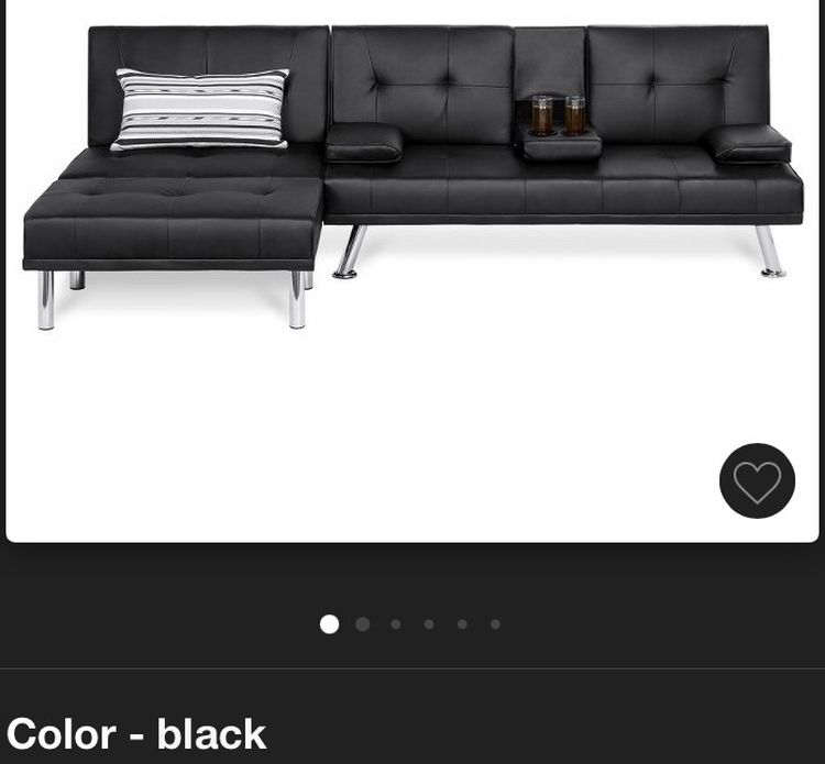 Black Sofa Covertible 3 Pieces Modular