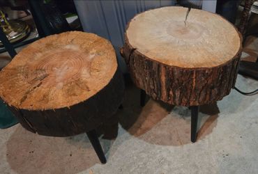 Two small wood tables