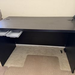  2 IKEA desks w Hidden Wire Organizer Space, Each w a Chair and Chair Mat