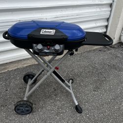 Coleman RoadTrip Blue Portable Foldable Small Propane Tank Camping Tailgating BBQ Grill! Works great! Takes small propane tank. Does not include propa