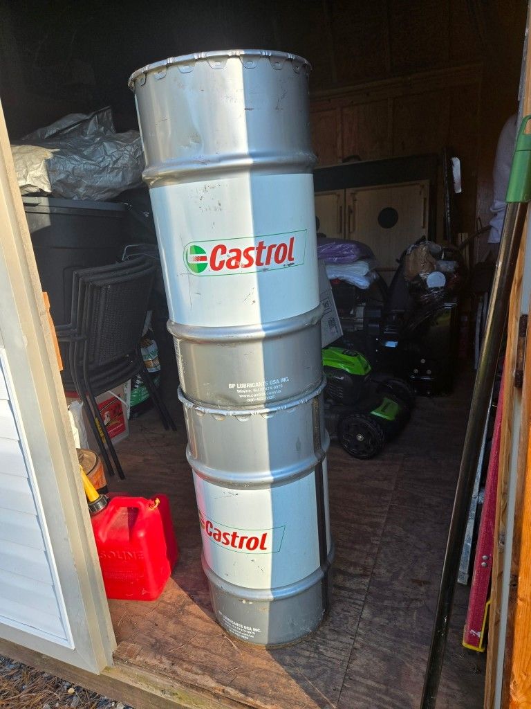 (2) 55 gal. Castrol OIL drums